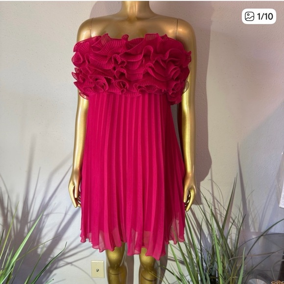 Zara Raspberry Red Off-Shoulder Dress - Picture 3 of 6